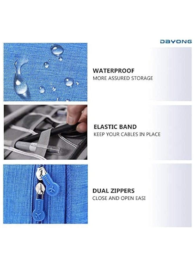 دايونغ حقيبة منظم كابلات السفر لتنظيم الإلكترونيات، حقيبة تخزين رقمية محمولة، حقيبة إكسسوارات إلكترونية، حقيبة منظم شاحن الكابل، حقيبة حمل حقيبة تخزين (أزرق) - Image 5