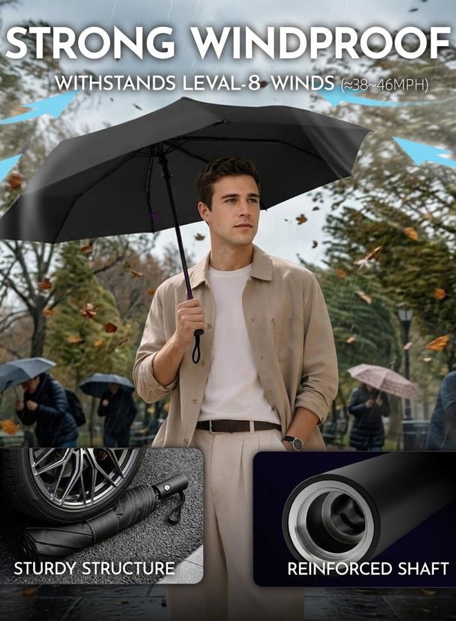 Lilac Compact Travel Windproof Umbrella, 43" Auto open/close Folding Quick Dry Umbrellas for Rain, Lightweight Portable Small for Backpack Car, Thoughtful Gift for Women Men Kids, TSA Approved, 1 - Image 3