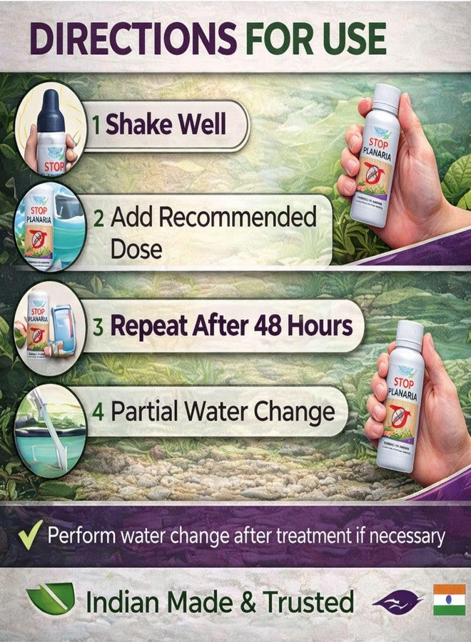 VAYINATO Aquatic Remedies Stop Planaria 60ml | Powerful Planaria Treatment for Shrimp Tanks | Plant & Shrimp Safe | Made in India - Image 4