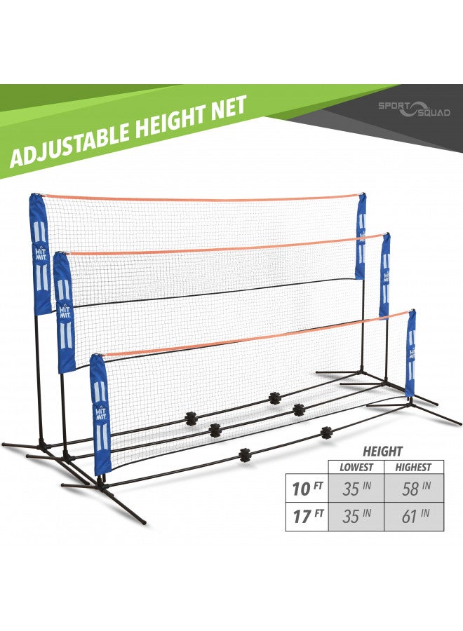 JOOLA HIT MIT Adjustable Height Portable Badminton Net Set - Competition Multi Sport Indoor or Outdoor Net for Playing Pickleball, Kids Volleyball, Soccer Tennis, Lawn Tennis -Easy and Fast Assembly,17 Feet - Image 1