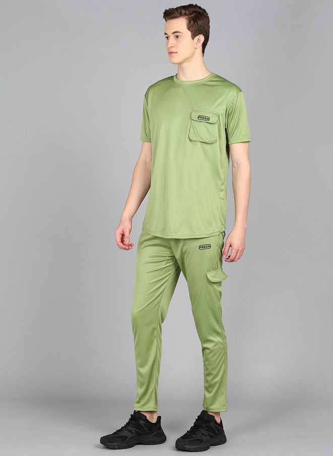PREEN Lime Green Round Neck T-Shirt and Trousers Co-Ords - Image 4