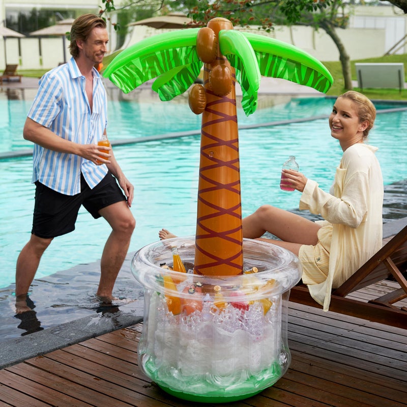 JOYIN 60" Inflatable Palm Tree Cooler, Beach Theme Decor, Pool Party Decorations, Luau Hawaiian Birthday Party Supplies, Ocean Jungle Tropical Themed Summer Outdoor Drink Cooler - Image 3