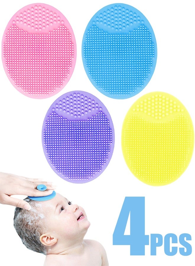 4Pack Baby Silicone Bath Brush, Baby Cradle Cap Brush, The Baby Essential for Dry Skin Cradle Cap and Eczema,Face Cleansing Brush for Men Women, Soft and Exfoliating, Suitable for All Skin Types - Image 1