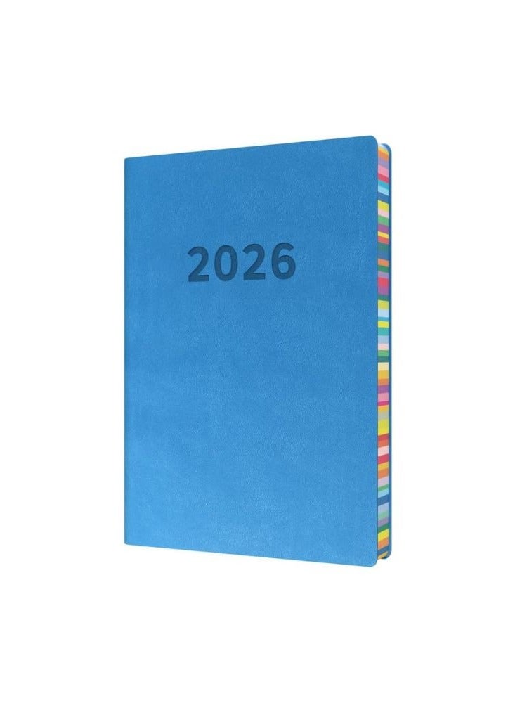 Collins - Edge Rainbow - 2026 12 Month Calendar Year Planner, Day-To-Page with 1/2 Hourly Appointments Diary, A5 Soft Cover - Blue (ED151.U57-26) - Image 1