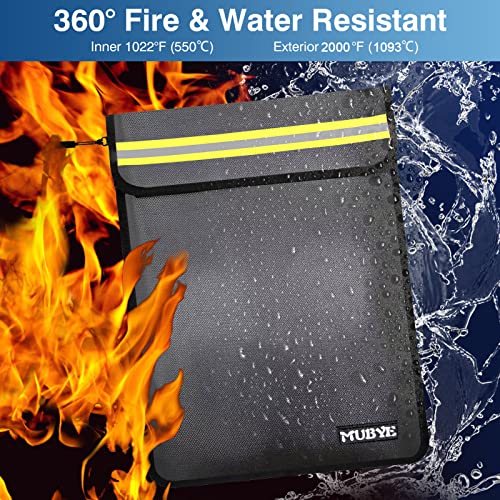 MUBYE Fireproof Waterproof Money Document Bag - 15"x 11" Safe Zipper Bags with Reflective Strip, Fire & Water Proof Storage Organizer Pouch for Important Documents Holder,File,Cash,Passport,Tablet (Black) - Image 4