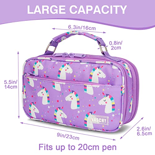 VASCHY Pencil Case for Girls Aesthetic Kawaii Large Pencil Pouch Stationary Pencil BagBox for Preppy Kids Pen Organizer Holder School Supply Unicorn - Image 3
