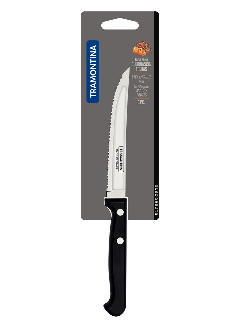 ترامونتينا سكين ترامونتينا ألتراكورتي لشرائح اللحم والفواكه بشفرة من الفولاذ المقاوم للصدأ ومقبض من البولي بروبيلين الأسود، 5 بوصات - Image 1