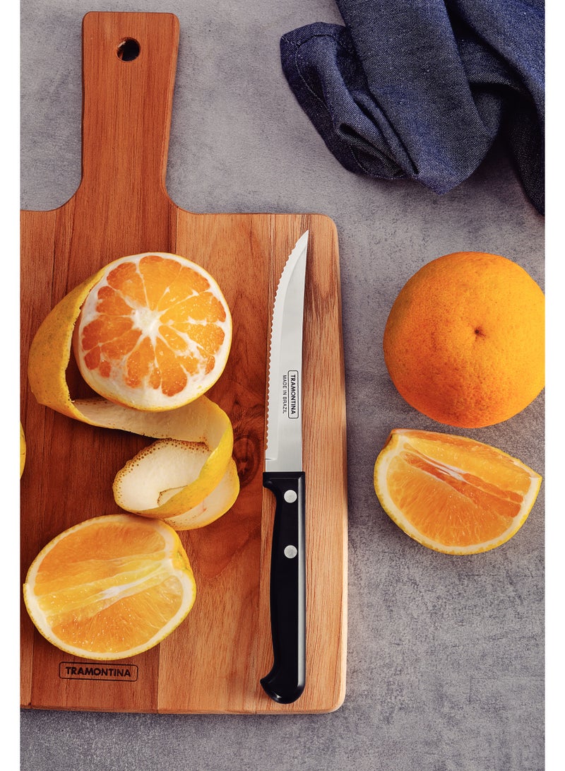 ترامونتينا سكين ترامونتينا ألتراكورتي لشرائح اللحم والفواكه بشفرة من الفولاذ المقاوم للصدأ ومقبض من البولي بروبيلين الأسود، 5 بوصات - Image 3