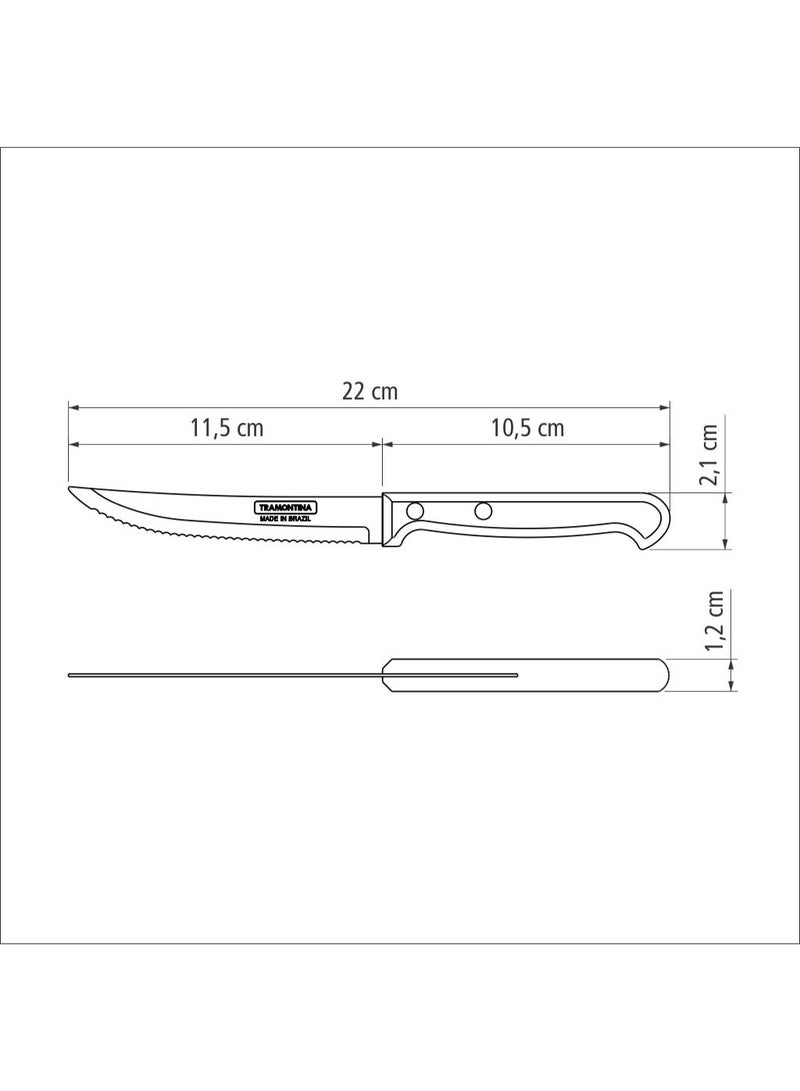 ترامونتينا سكين ترامونتينا ألتراكورتي لشرائح اللحم والفواكه بشفرة من الفولاذ المقاوم للصدأ ومقبض من البولي بروبيلين الأسود، 5 بوصات - Image 4