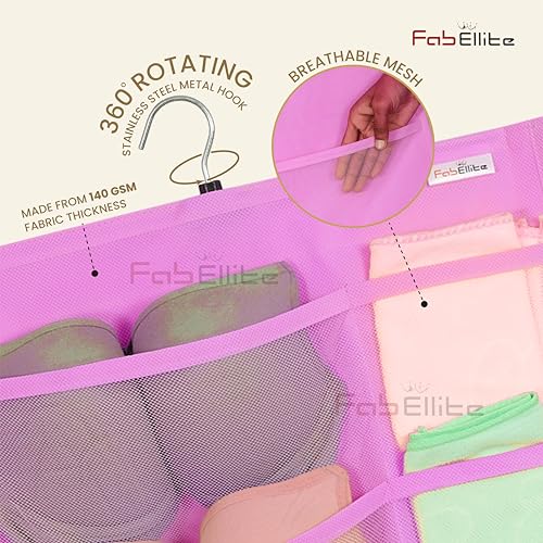 FAB ELLITE Double-Sided Hanging Organizer with 30 Transparent Clear Pockets | Versatile Wall & Closet Storage Bag for Socks, Bras, Underwear, and Accessories | Stylish Pink (Pack of 1) - Image 4