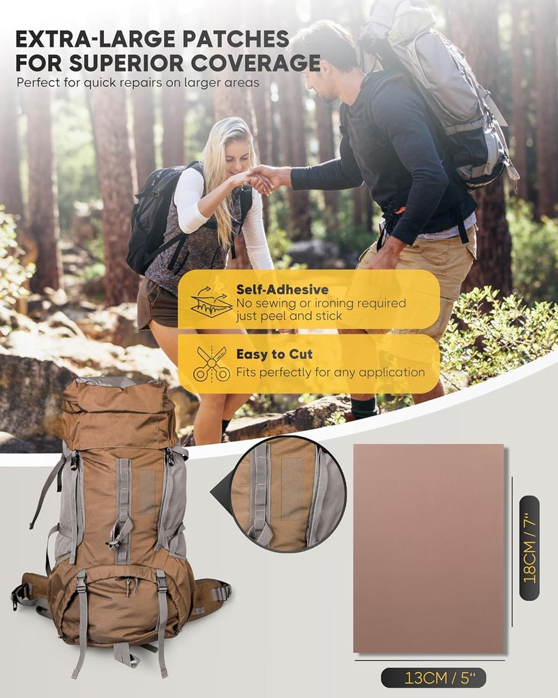 ZEFFFKA Nylon Self-Adhesive Repair Patches 8 Pack Waterproof Durable 5x7 Inch 13x18 cm Fabric Patches for Jackets Tents Backpacks Sleeping Bags Clothing 8 Assorted Colors No Ironing Easy Fix - Image 4