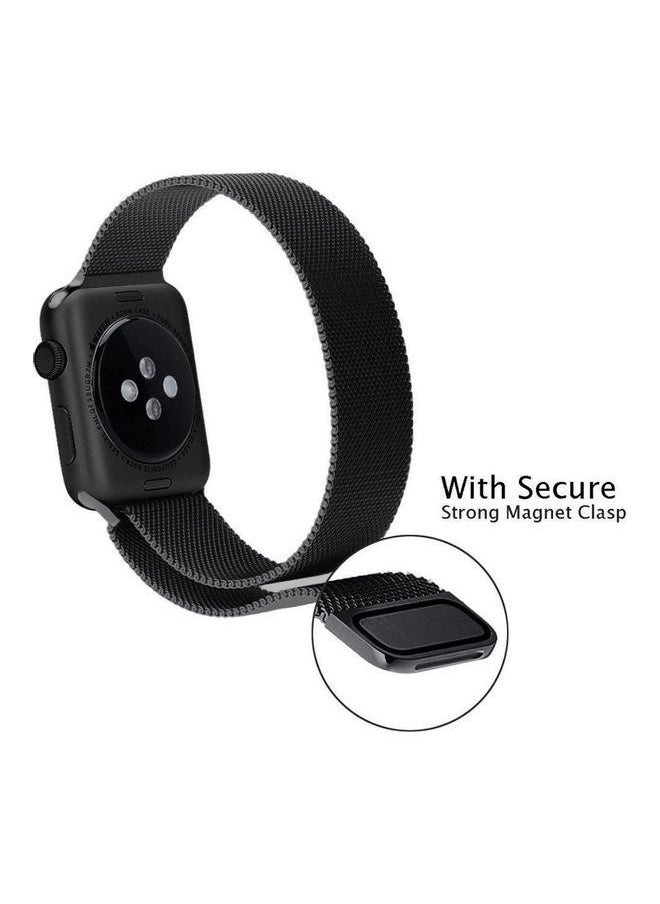 NIBEMINENT - For Smart Watch Magnetic Milanese Loop Stainless Steel Band Black - Image 1