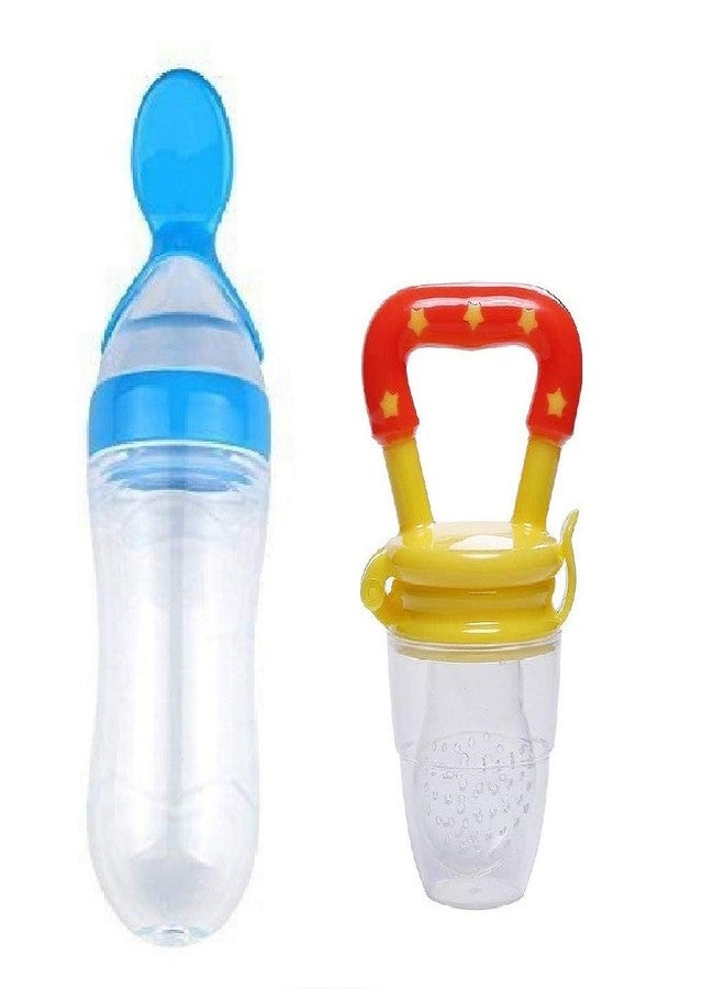 Lappu Baby Silicone Food Feeder 90 ml(Color May Vary) with Silicone Baby Food Fruit Teething Feeder Pacifier Nibbler for Vegetables/Fruits (Yellow) - Image 1