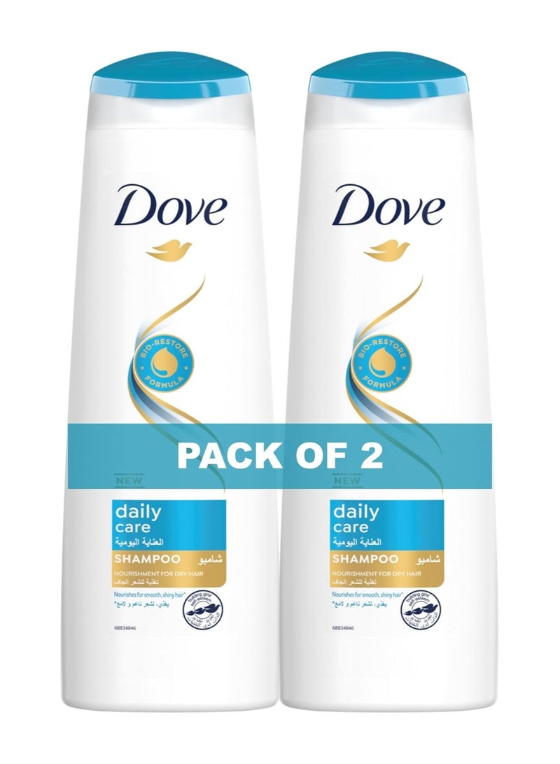 دوف شامبو دوف للشعر الجاف، العناية اليومية، تغذية الشعر للحصول على شعر أكثر نعومة بنسبة تصل إلى 100%، 2 × 350 مل