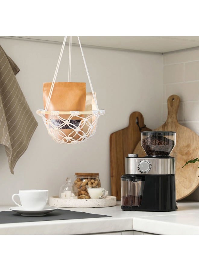 ANROYE Single Tier Macrame Hanging Fruit Basket, Boho Vegetable Holder for Kichen Food Storage with Hook, Bohemian Cotton Rope Produce Organizer, Plant Hanger Deocr for Home Bathroom Bedroom Living Room - Image 5