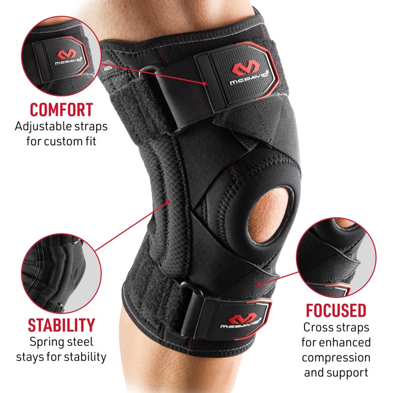 McDavid Knee Brace Support with Side Stays, Compression Knee Sleeve & Cross Straps for Patellar Tendon Support, Tendonitis, Arthritis Pain Relief, Recovery, Knee Brace for Men and Women - Image 2