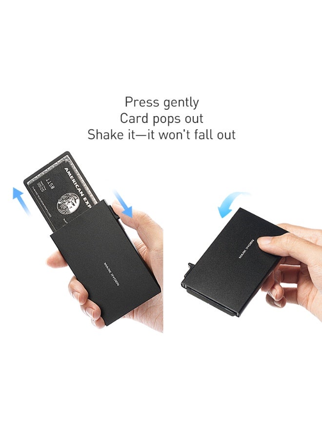 Mark Ryden MR23 Black Metal Card Holder, Slim Aluminum Alloy Pop-Up Wallet, RFID Blocking, Lightweight 0.05 kg, Anti-Drop Design, Quick Card Access, Holds Up to 6 Cards – Black or Silver - Image 4