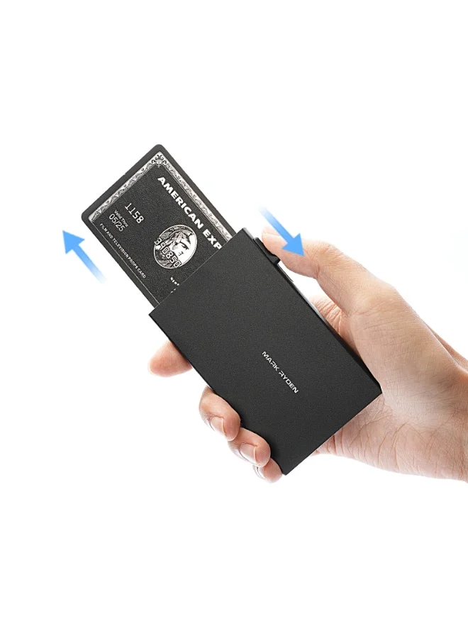 MARK RYDEN  Mark Ryden MR23 Black Metal Card Holder, Slim Aluminum Alloy Pop-Up Wallet, RFID Blocking, Lightweight 0.05 kg, Anti-Drop Design, Quick Card Access, Holds Up to 6 Cards – Black or Silver  | Best Price UAE