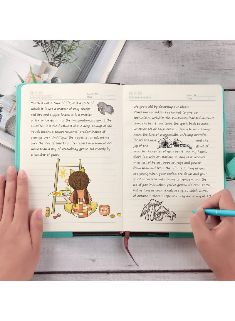 CMGTYYD Lock Diary with Key and Pen for Girls, 192 Pages Vintage Leather Heart Shaped Journal Notebook with Lock and Diamond Pen, A5 Cute Locked Secret Diaries for Women (Green) - Image 5