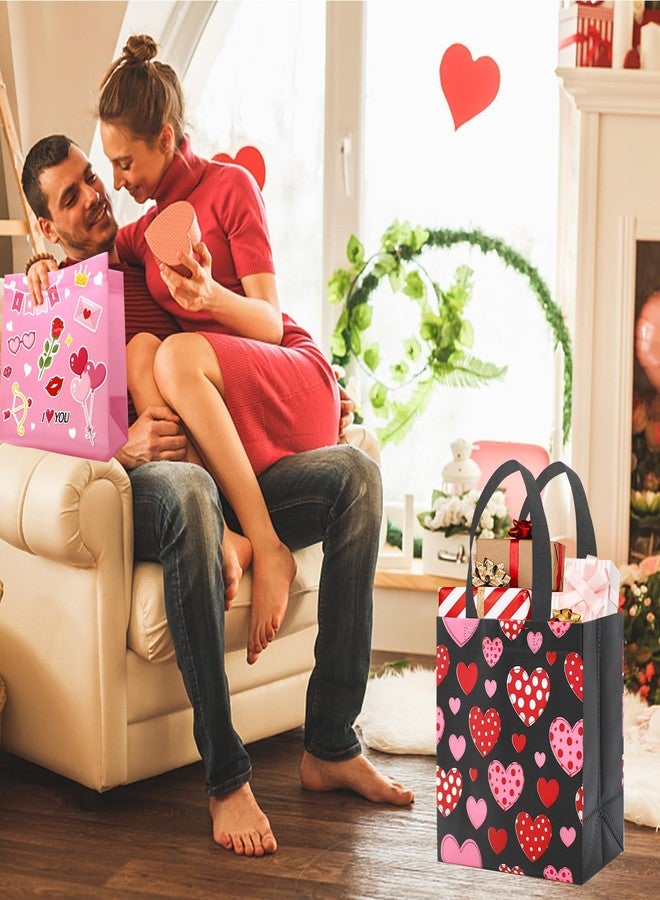 Tuzuaol مجموعة توزواول من 12 كيس هدايا لعيد الحب بمقابض، حقائب حمل للأطفال، هدايا لحفلات عيد الحب، أكياس هدايا لتغليف الهدايا - Image 4