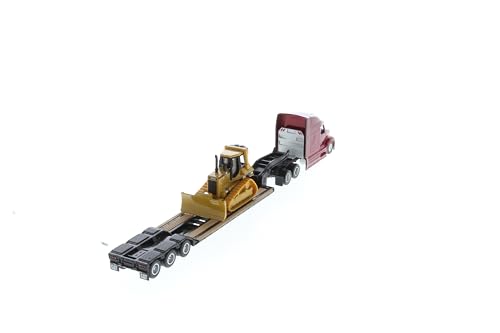 Diecast Masters ديكاست ماسترز 1/87 بيتر بيلت 579 ألترا لوف تانديم تراكتور مع مقطورة لو بوي وجرار كاتربيلر D5M 84419 - Image 4