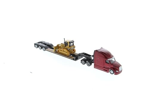 Diecast Masters ديكاست ماسترز 1/87 بيتر بيلت 579 ألترا لوف تانديم تراكتور مع مقطورة لو بوي وجرار كاتربيلر D5M 84419 - Image 5