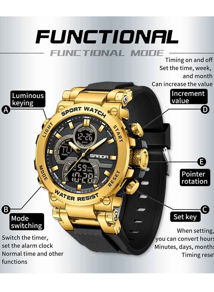 Sanda Fashion Men's Electronic Watch Personalized Sports Multi functional Waterproof Night Light Men's Electronic Watch - Image 4