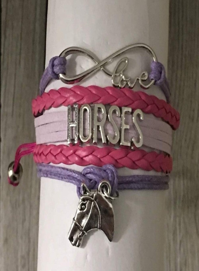 Sportybella Horse Charm Bracelet, Adjustable Equestrian Infinity Bracelet with Stainless Steel Pendant, Pink and Purple Rope Design, Gift for Horse Lovers, Riders, Pony Fans - Image 5