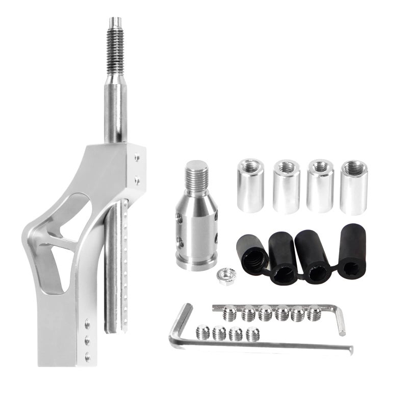 GSTP Adjustable Shift Extender Gear Shift Knob Adapter M12x125 with 4 Adapters Shifter Extension Compatible with Most Cars Silver - Image 3