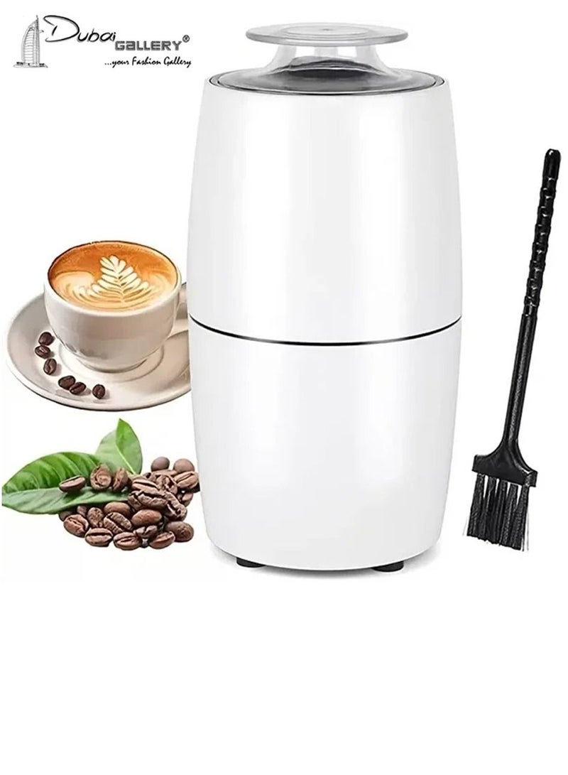 DubaiGallery مطحنة كهربائية صغيرة محمولة للاستخدام المنزلي والمكتبي بقوة 300 وات وسعة 100 جرام لطحن حبوب البن والتوابل - Image 1