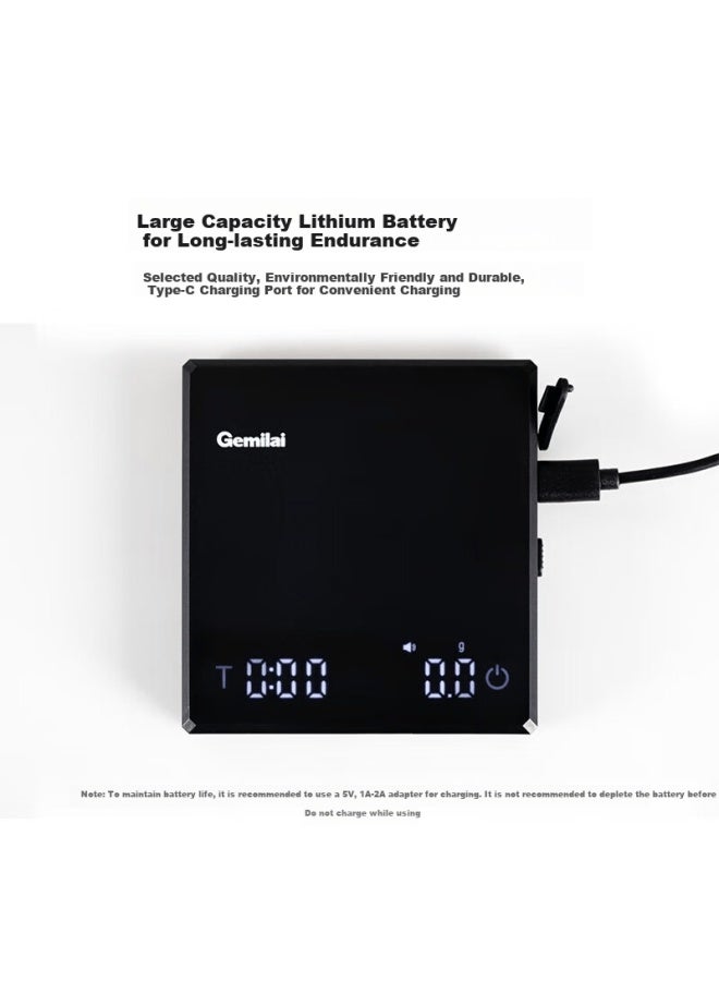 Gemilai Coffee Electronic Scale Hand Drip Coffee Timer Coffee Powder Weighing Scale White - Image 5