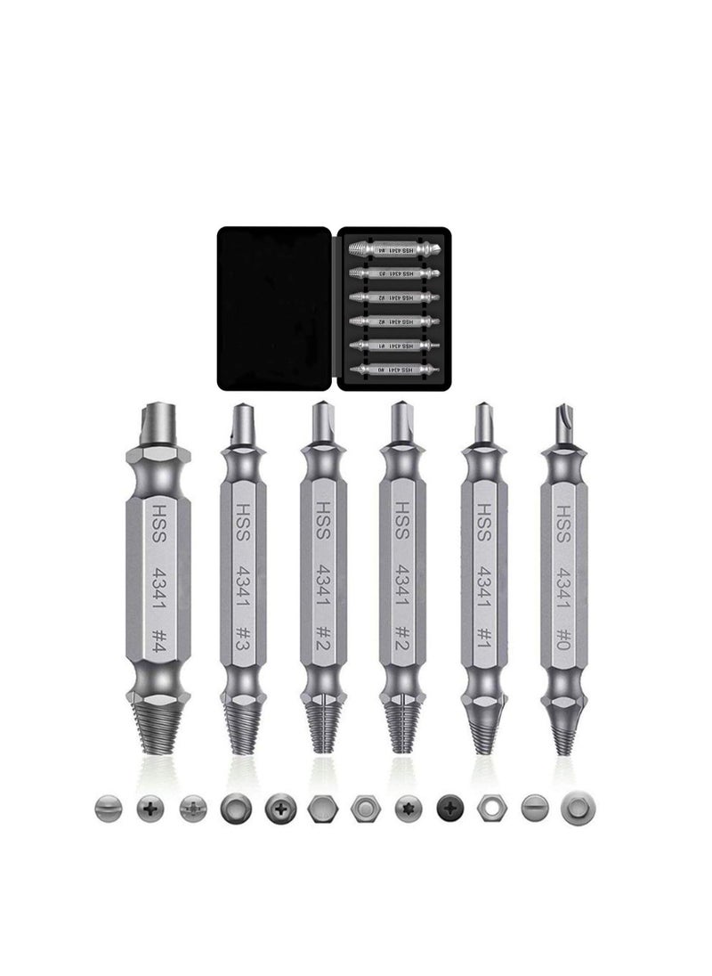Arabest - Damaged&Stripped Screw Extractor Remover Tool and Drill Bit Set. Broken Bolt Extractor and Screw Remover Set of 6 Pcs - Image 1