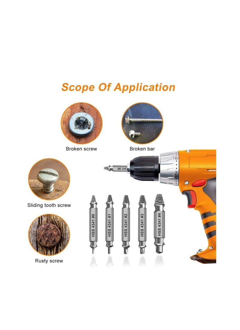 Arabest - Damaged&Stripped Screw Extractor Remover Tool and Drill Bit Set. Broken Bolt Extractor and Screw Remover Set of 6 Pcs - Image 1