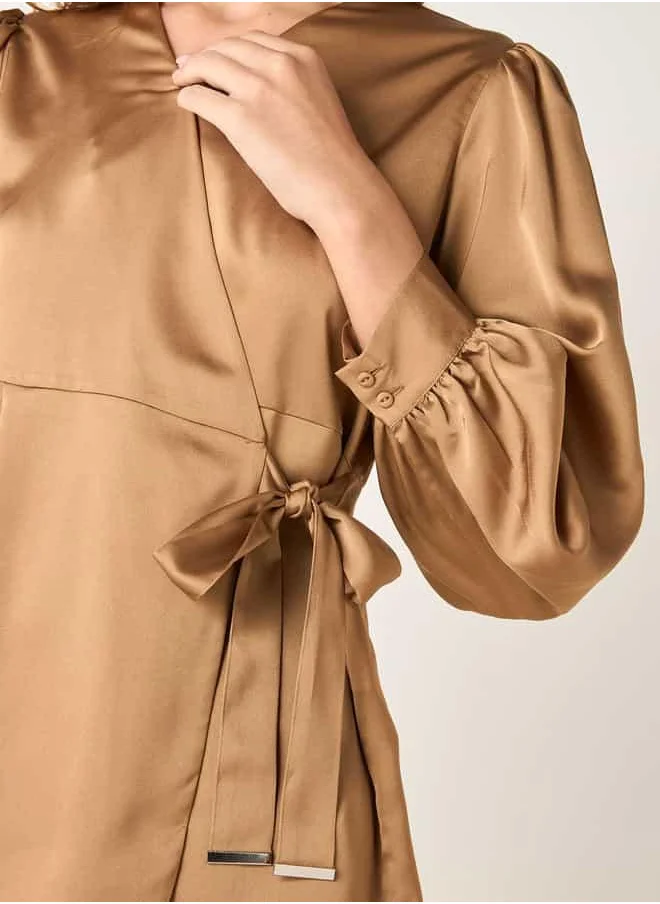 Iconic Iconic V-neck Wrap Top with Long Sleeves