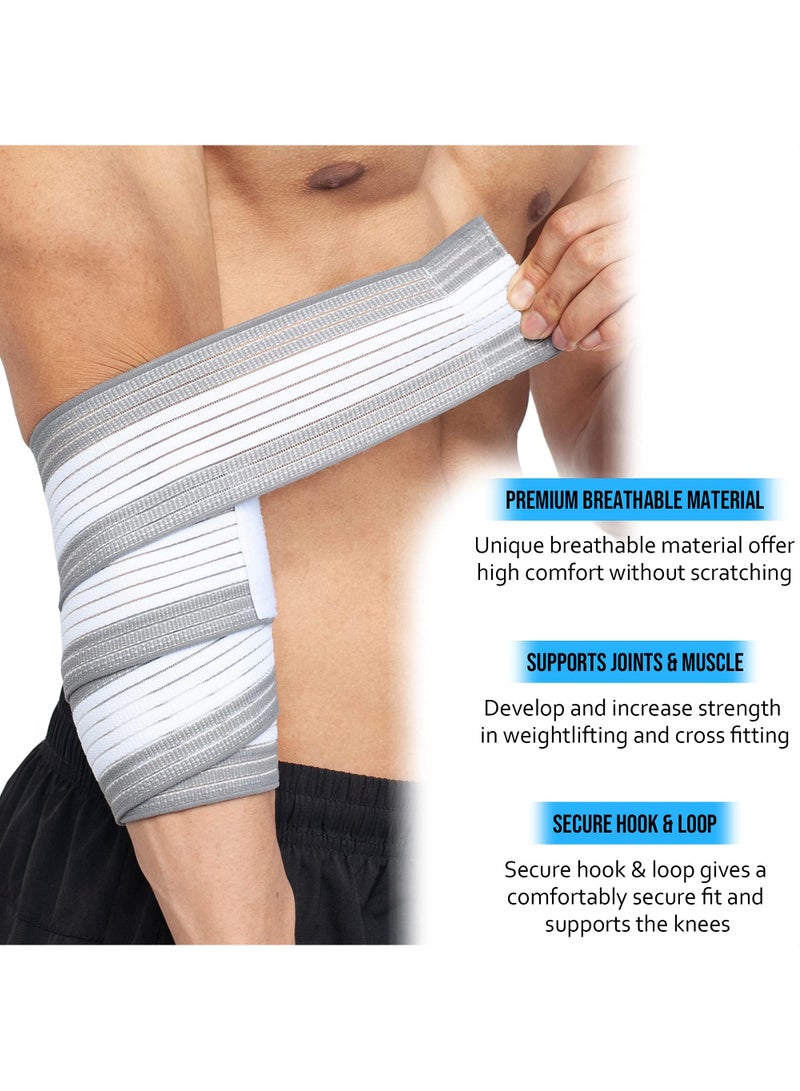 Sweet seven Elbow Support Brace Compression Bandage - Fitness, Weightlifting, Sports Injury Relief - White/Grey - Image 2