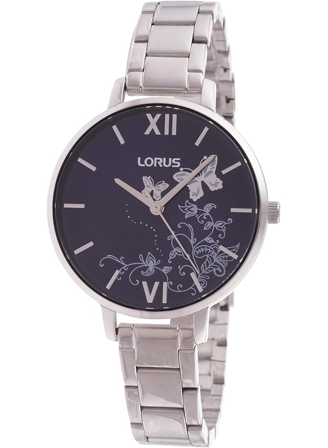 لوراس ساعة يد انالوج كوارتز ستانلس ستيل بمينا أشعة الشمس باللون الأزرق الداكن للنساء Rg299Sx9 - Image 1