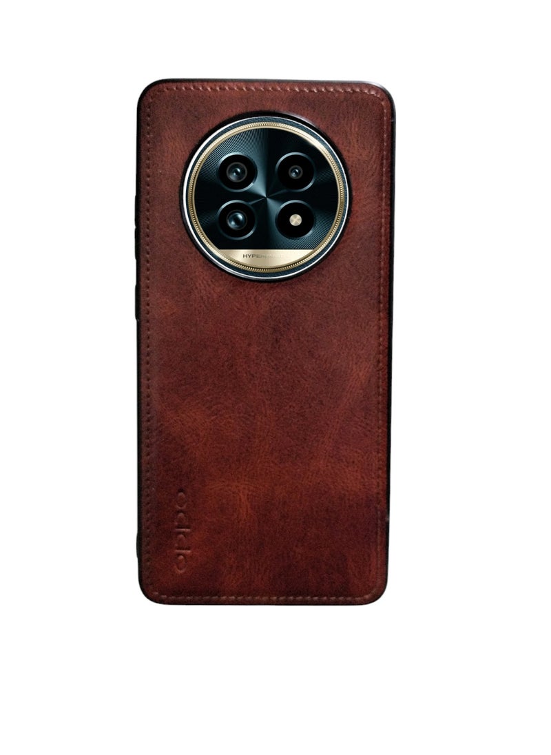 Generic Case Compatible with Realme 13 Pro Plus Case, Plain Leather Soft TPU Silicone Bumper Anti-Fingerprint Shockproof Protective Cover for Realme 13 Pro Plus (Dark Brown) 