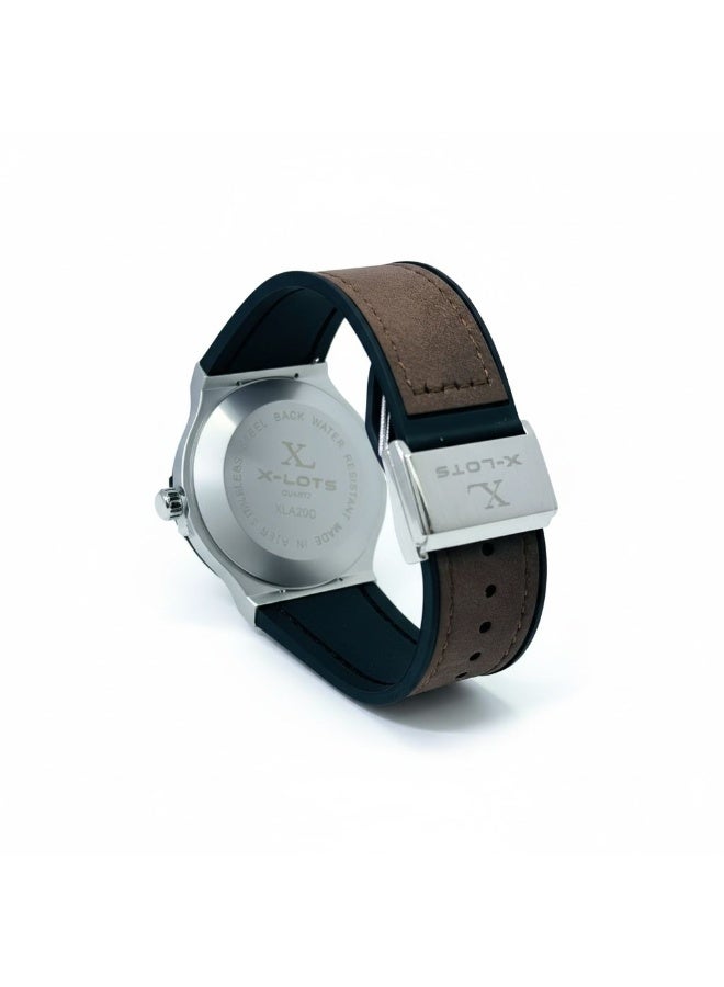 XLOTS IronX Skeleton Men’s Watch XLA21G Brown Dial Leather Strap Stainless Steel Case Analog Quartz Luxury Wristwatch - Image 5