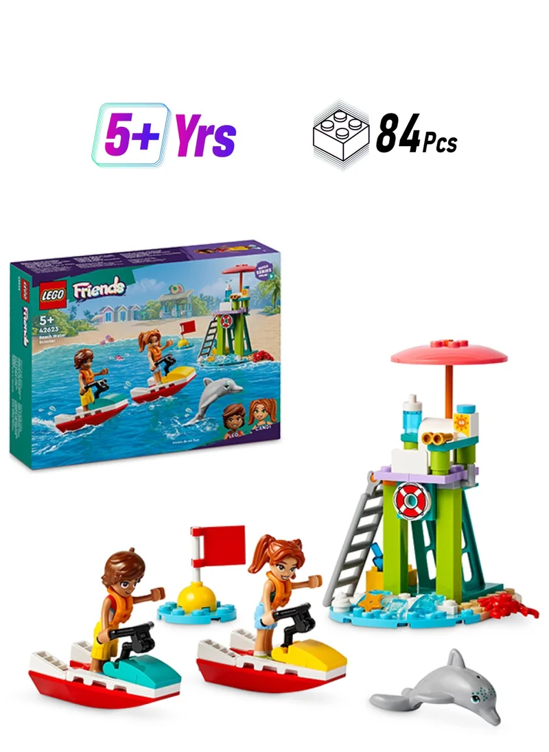 ليغو LEGO Friends Beach Water Scooter, Lifeguard Toy Building Set for 5 Plus Year Old Girls, Boys & Kids, with 2 Minidolls and a Dolphin Figure for Imaginative Play, Ramadan Gift  42623