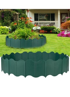 SYOSI 20Pcs Garden Edging Border Kit 10FT Fence Edgings Landscape Border No Dig Landscape Edging Decorative Interlocking for DIY  for Landscaping Lawn Flower Beds Grass Yard Walkway Green  - Image 1