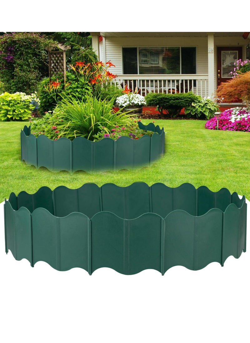 SYOSI 20Pcs Garden Edging Border Kit 10FT Fence Edgings Landscape Border No Dig Landscape Edging Decorative Interlocking for DIY  for Landscaping Lawn Flower Beds Grass Yard Walkway Green  - Image 1