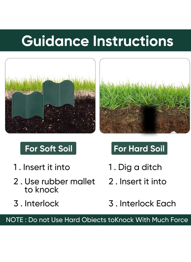 SYOSI 20Pcs Garden Edging Border Kit 10FT Fence Edgings Landscape Border No Dig Landscape Edging Decorative Interlocking for DIY  for Landscaping Lawn Flower Beds Grass Yard Walkway Green  - Image 2
