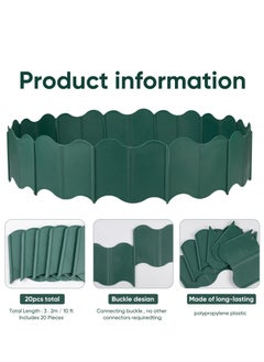 SYOSI 20Pcs Garden Edging Border Kit 10FT Fence Edgings Landscape Border No Dig Landscape Edging Decorative Interlocking for DIY  for Landscaping Lawn Flower Beds Grass Yard Walkway Green  - Image 3