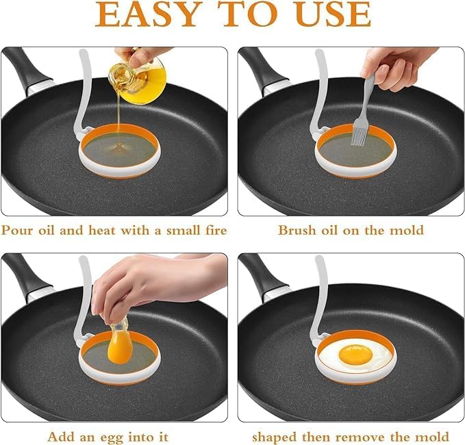 Vroxy Non-Stick Egg Ring Mold, Silicone Egg Rings, Pancake Breakfast Sandwiches, Egg Mcmuffin Ring, Food Grade Egg Cooking Rings (1Set of 2Pcs) - Image 2