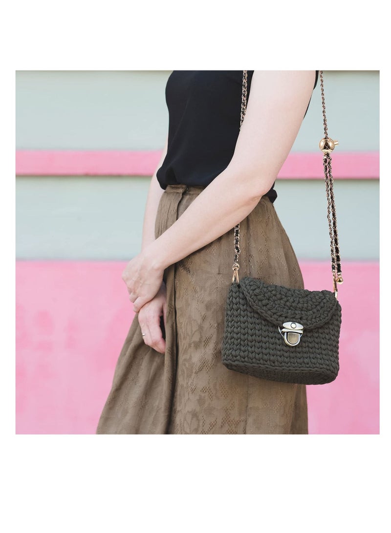Excefore Metal Leather Chain Iron Bag Flat Chain, Metal Ball Buckle Synthetic Leather Chain Adjustable Purse Chain Metal Crossbody Handbag Chain Replacement with Regulating Bead Clasps  - Image 4