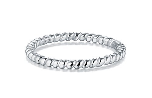 BORUO 925 Sterling Silver Ring, Twisted Eternity Band Stackable Rings 2mm Size 4 - Image 2