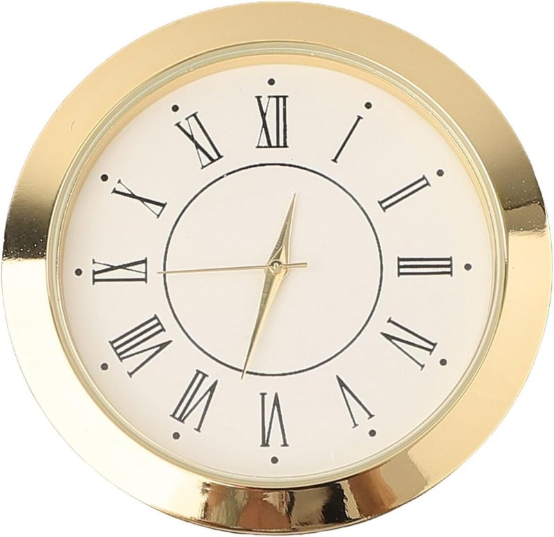 Round Quartz Clock Insert with 1.97'' (50Mm) Stainless Steel Back and Mineral Glass Lens, 1.77'' Mounting Diameter for Small Crafts and Home Décor Projects(Gold Roman) - Image 1