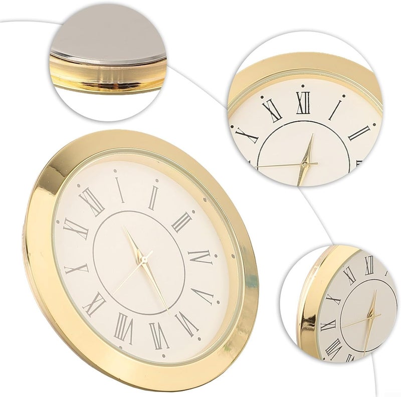 Round Quartz Clock Insert with 1.97'' (50Mm) Stainless Steel Back and Mineral Glass Lens, 1.77'' Mounting Diameter for Small Crafts and Home Décor Projects(Gold Roman) - Image 2