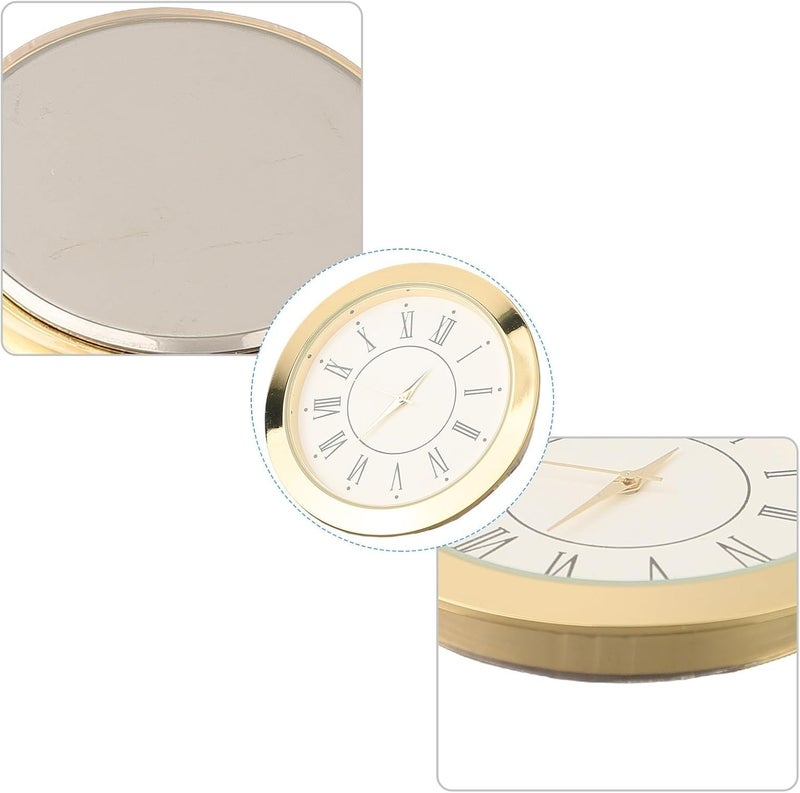 Round Quartz Clock Insert with 1.97'' (50Mm) Stainless Steel Back and Mineral Glass Lens, 1.77'' Mounting Diameter for Small Crafts and Home Décor Projects(Gold Roman) - Image 4