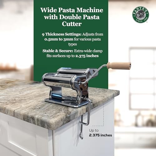 Fante's Fante’s Double Cutter Classic Pasta Maker, Hand-Crank Noodle Press with Adjustable Thickness Settings for Fresh Homemade Pasta, Dumplings - Image 5